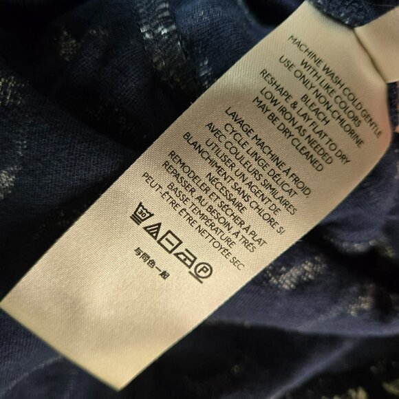 Maeve Anthropologie Lisanne Textured Navy Ivory Tunic Dress Sz S Frayed Circles - Picture 9 of 15